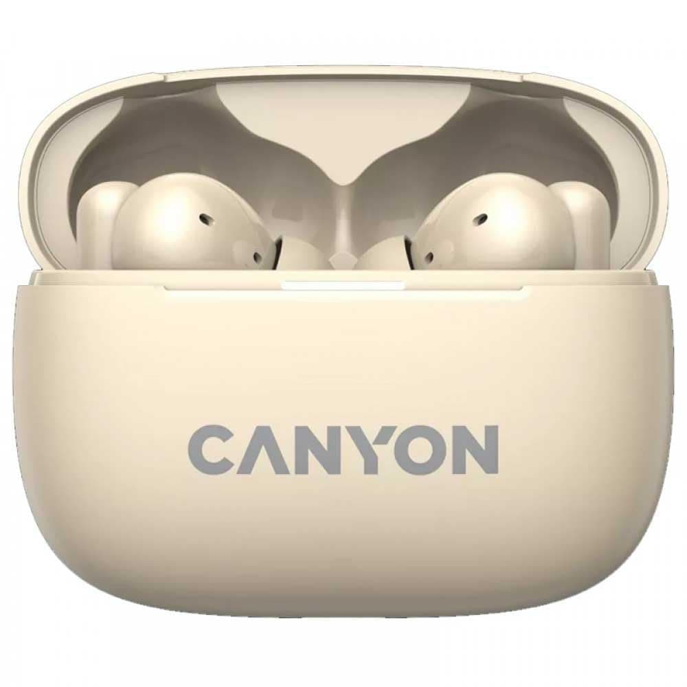 Слушалки Canyon OnGo 10 ANC (CNS-TWS10BG), безжични, микрофон, Bluetooth, шумопотискащи, бежови