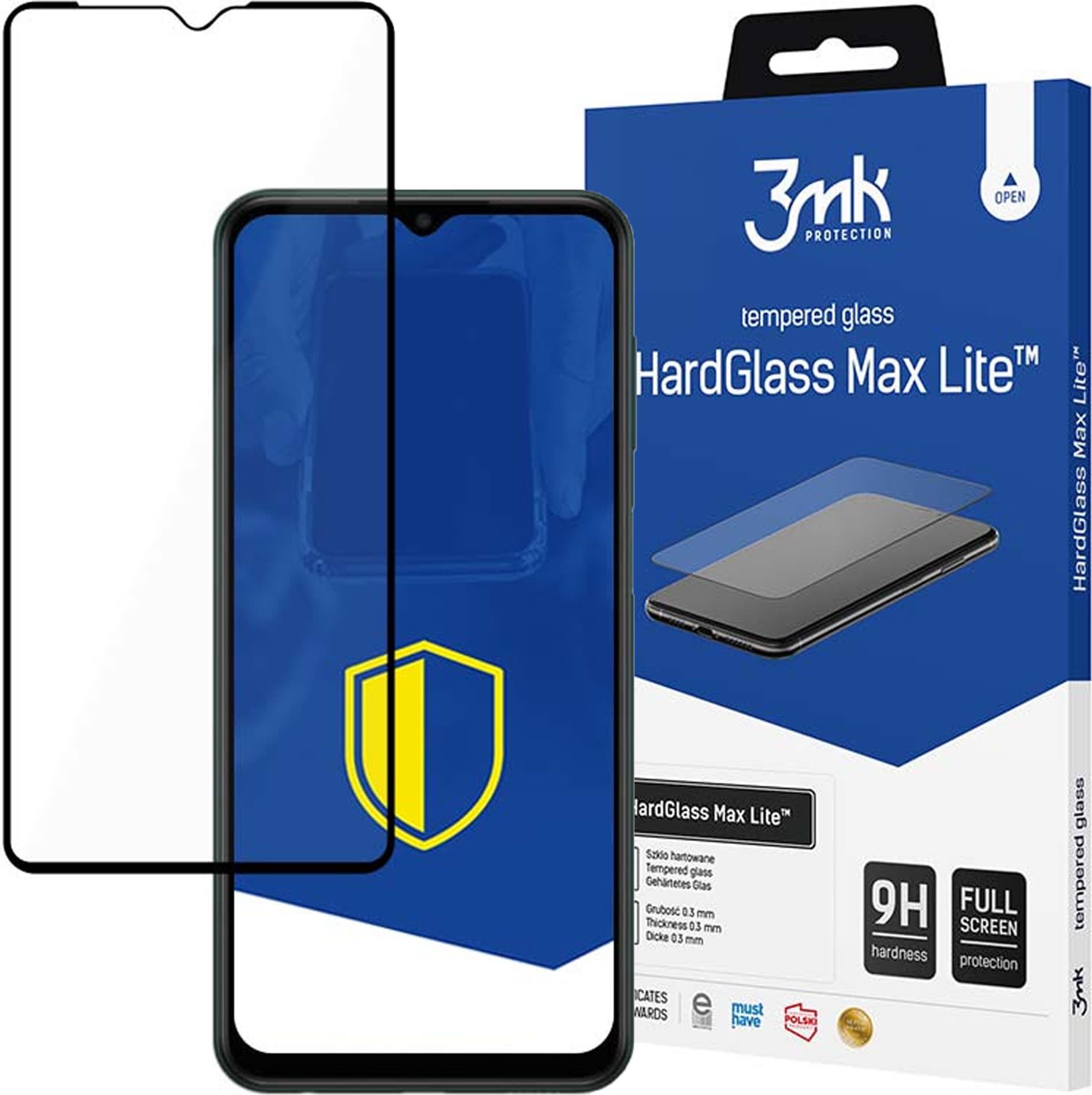 Калено стъклено защитно покритие за дисплея на Samsung Galaxy M13 - 3MK HardGlass Max Lite Full Screen Tempered Glass (черен-прозрачен)