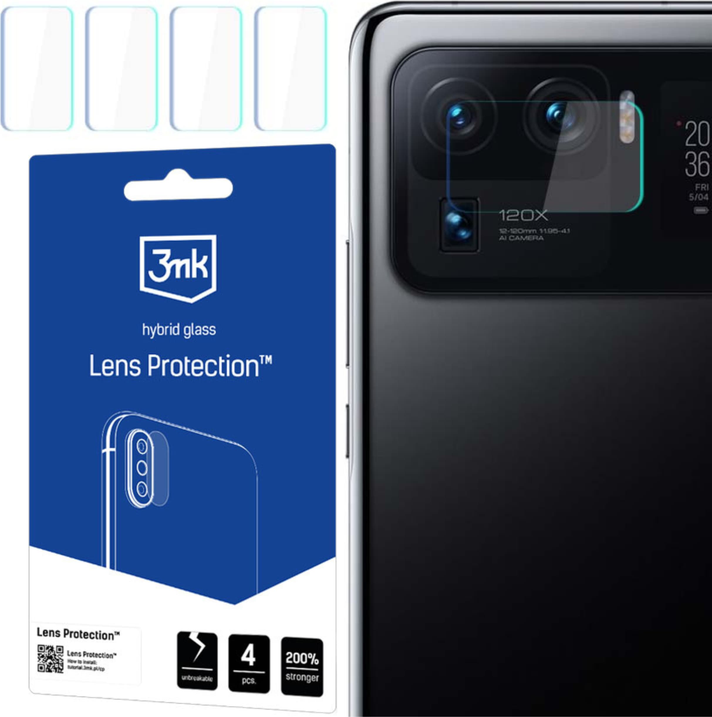 Предпазни стъклени защитни покрития за камерата на Xiaomi Mi 11 Ultra - 3MK Lens Protection Hybrid Glass Set (4 комплекта)