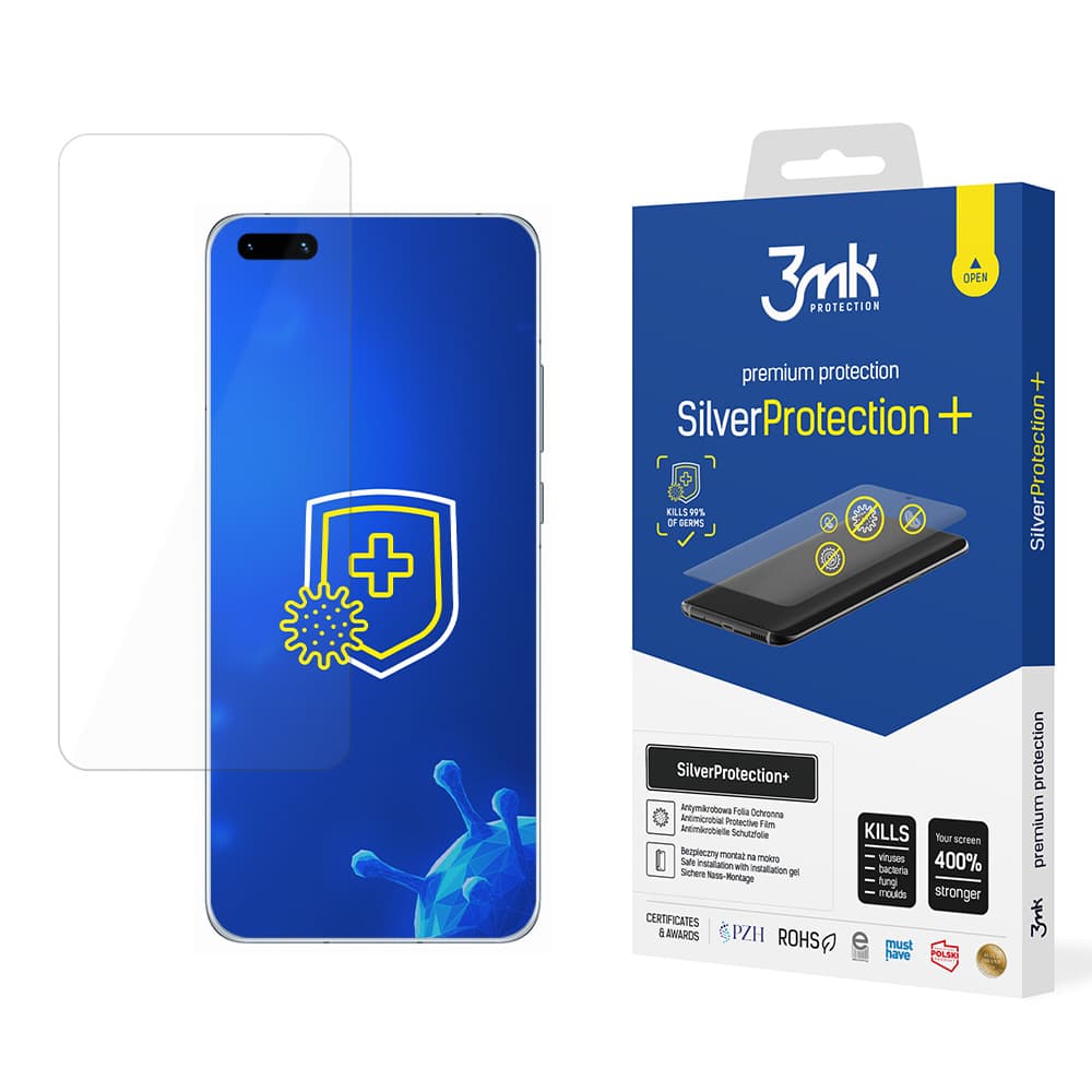 Антибактериално защитно покритие за дисплея на Huawei Mate 40 Pro - 3mk Silver Protection+ Screen Protector (прозрачен)