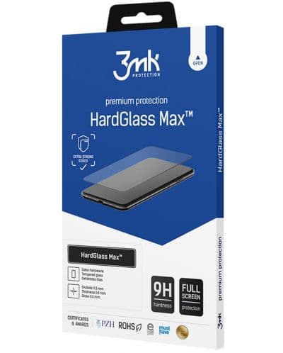 Калено стъклено защитно покритие за дисплея на Samsung Galaxy S21 Ultra - 3MK HardGlass Max FullScreen Glass (черен-прозрачен)