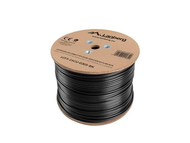 Lanberg LAN cable CAT.5e ftp 305m solid outdoor cu black fluke passed