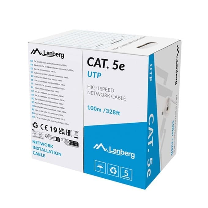 Lanberg LAN cable CAT.5e utp 100m solid cu grey fluke passed