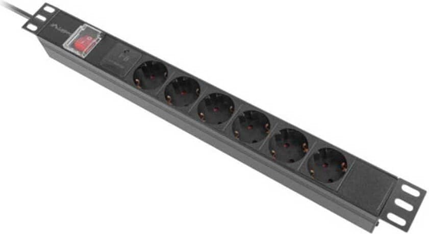 Lanberg power distribution unit (pdu) 19" 1U 16a 2m 6x schuko outlets black