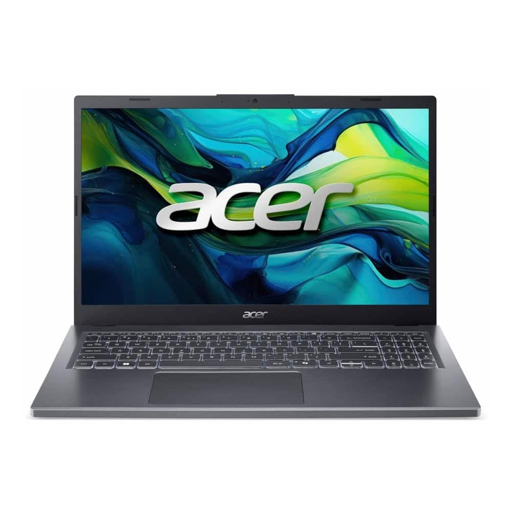 Acer Aspire 15, A15-51M-59Z7, Intel Core 5 120U (до 5.00GHz, 12MB), 15.6" QHD (2560x1440) IPS SlimBezel, 1*16GB DDR5 4600MHz (1 свободен слот), 512GB PCIe NVMe SSD, Intel UMA, FHD Cam, WiFi 6E, BT 5.3, Backlit Kbd, Без OS, стоманено сиво