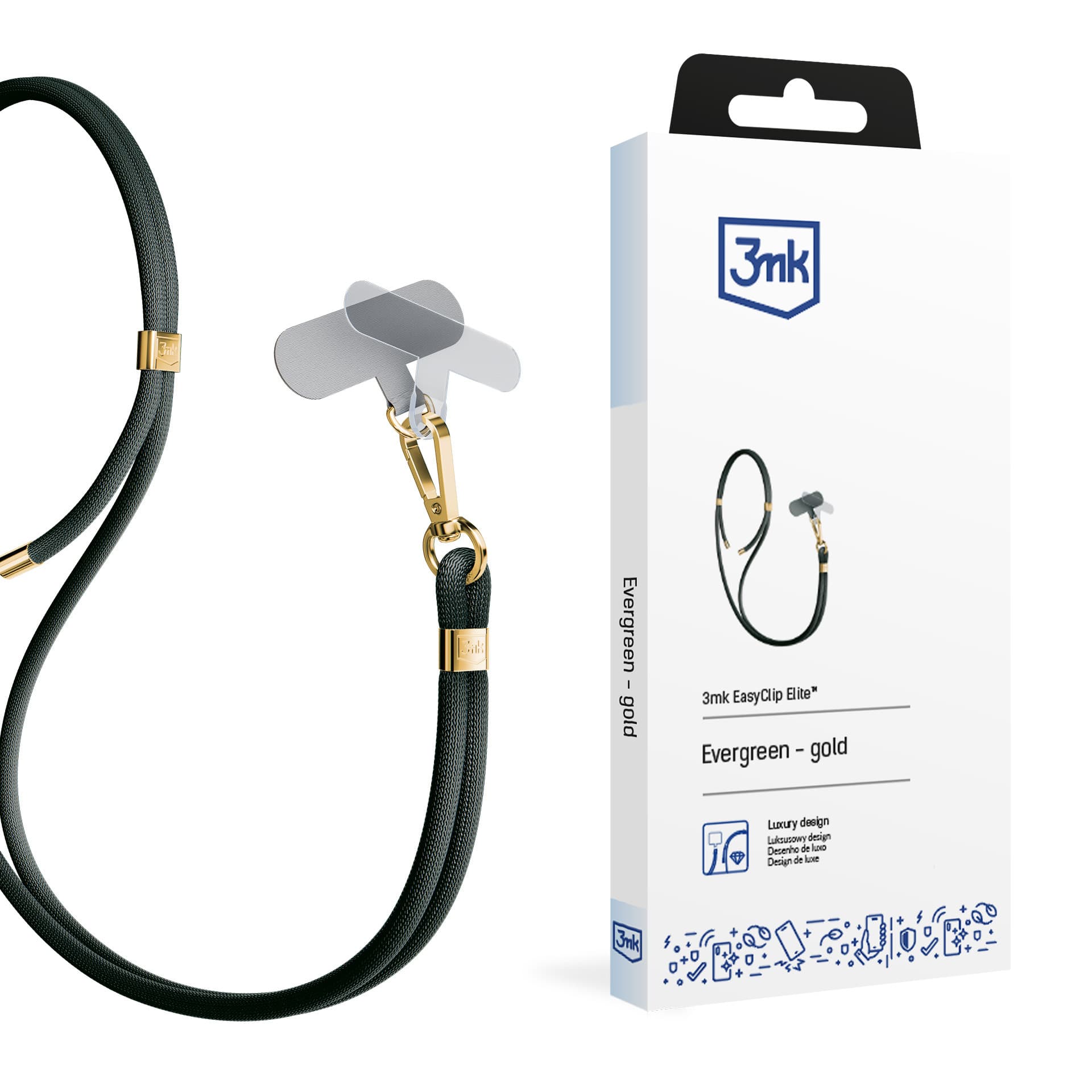 Универсална връзка за носене през врата за смартфони - 3mk EasyClip Elite Universal Necklace Phone Lanyard (зелен)