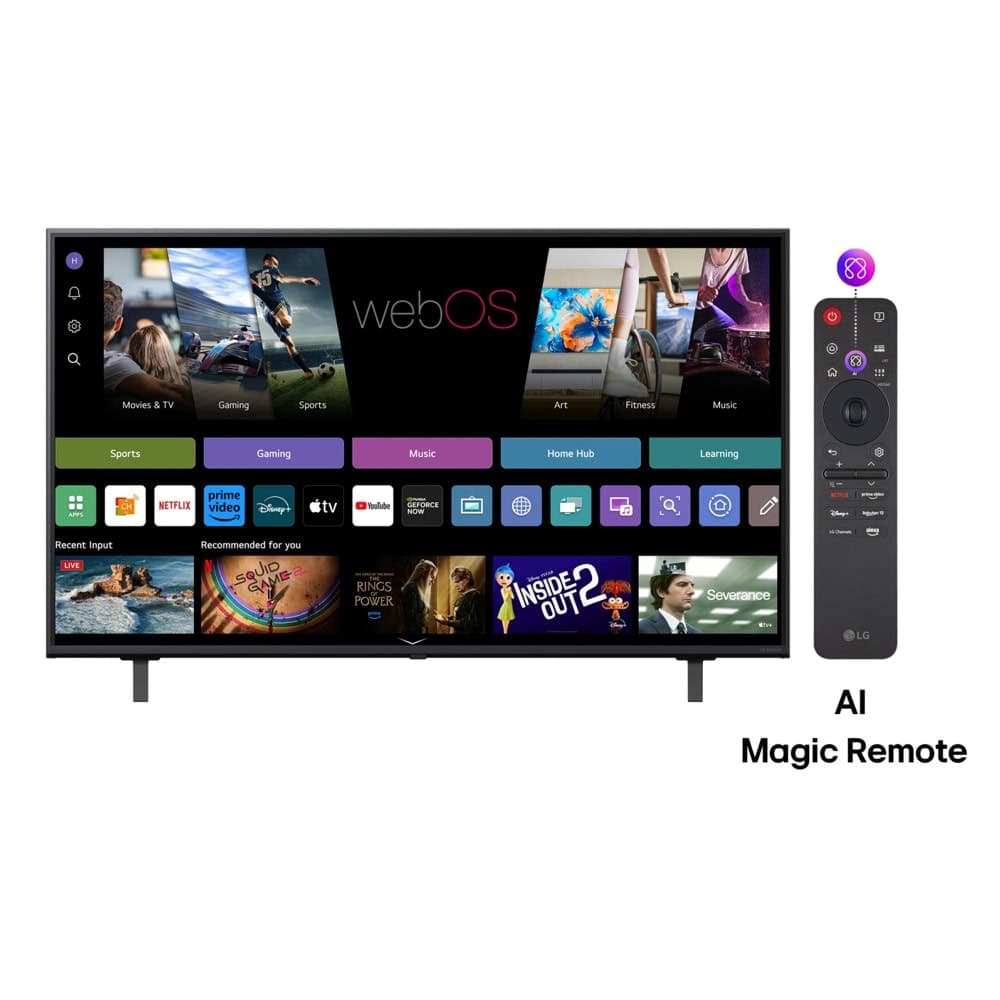 LG 43NANO80A3B, 43" 4K HDR Smart Nano Cell TV, 3840x2160, DVB-T2/C/S2, AI Alpha 7, HDR 10 PRO, webOS 25, ThinQ AI, VRR, ALLM, HGiG, WiFi, Clear Voice, AI Upscaling, Bluetooth, Hdmi e-ARC, CI, LAN, AirPlay2, Chromecast, 2 Pole stand, Black