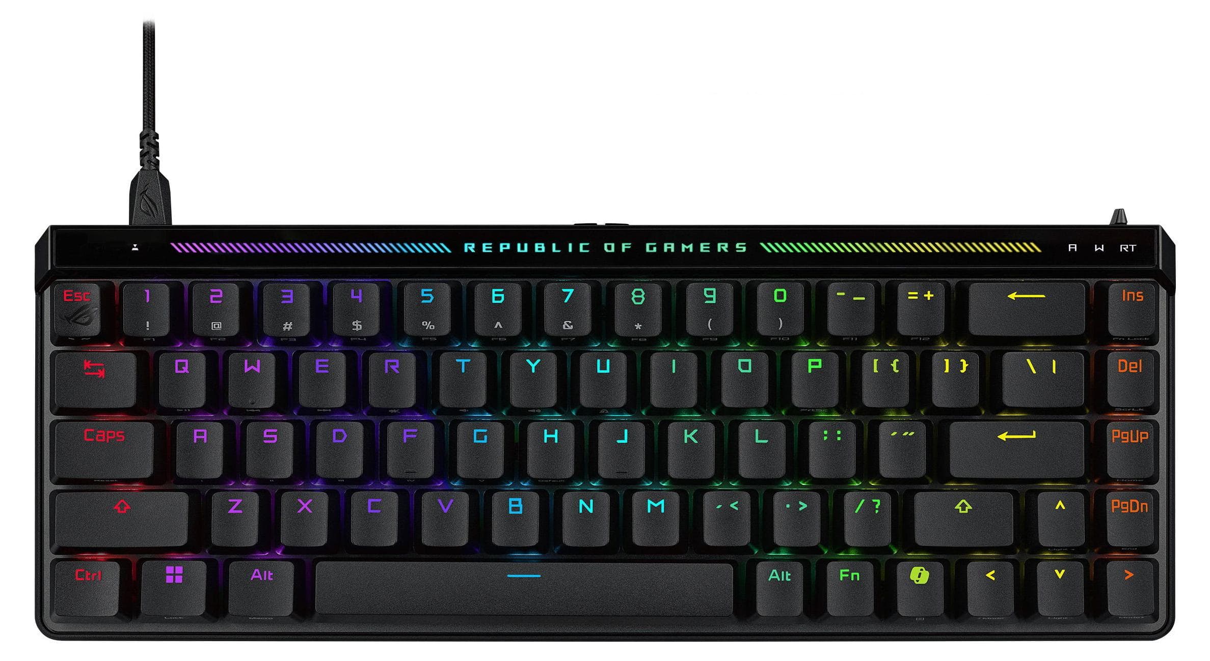 Asus ROG Falchion Ace HFX 65 Analog Gaming Keyboard, pre-lubed ROG HFX Magnetic Switches, Rapid Trigger, touch panel, 8000 Hz polling rate, five-layer dampening & gasket mount, cover case, PBT Keycaps