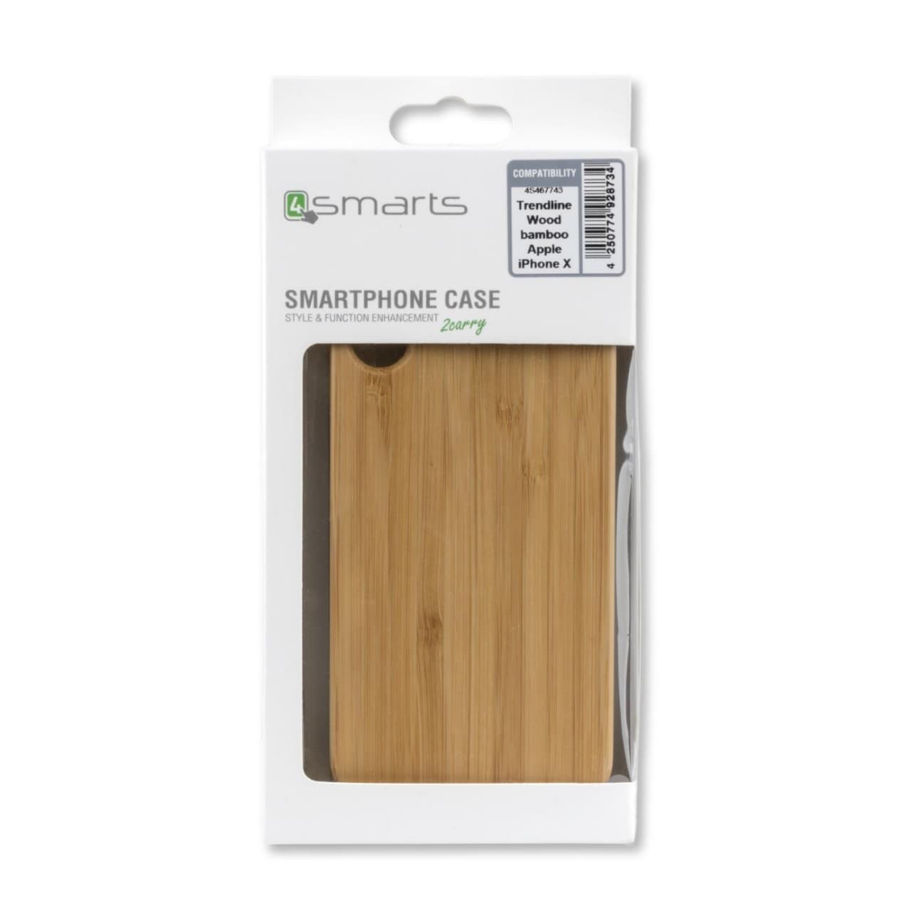 Поликарбонатов кейс с гръб от истинско дърво за iPhone XS, iPhone X - 4smarts Clip-On Cover Trendline Wood bamboo