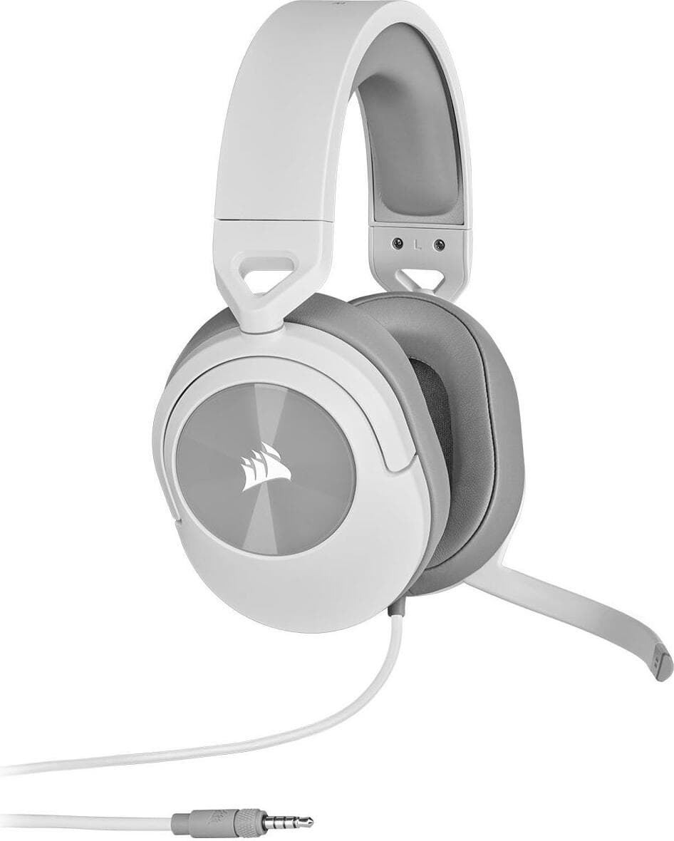Слушалки Corsair HS55 Stereo White (CA-9011261-EU), микрофон, гейминг, Discord Certified, AUX, бели