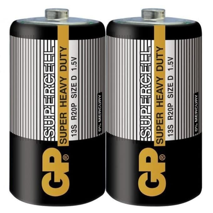 Цинк карбонова батерия SUPERCELL 13S-S2, R20, 2 бр. в опаковка/ shrink, 1.5V