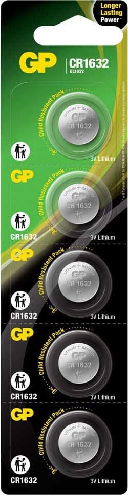 Батерия литиева CR1632 3V GP BATTERIES, 5 бр. блистер /цена за 1 бр./