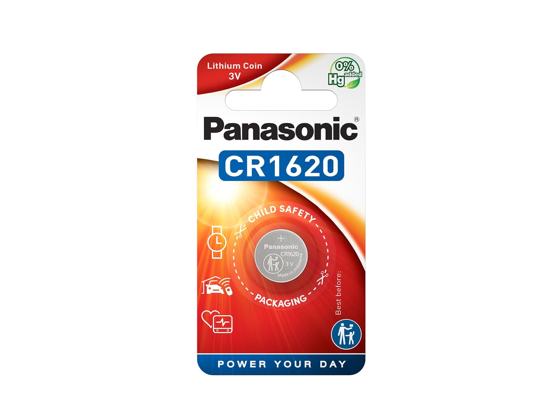 Бутонна батерия PANASONIC CR-1620, 3V, Литиева