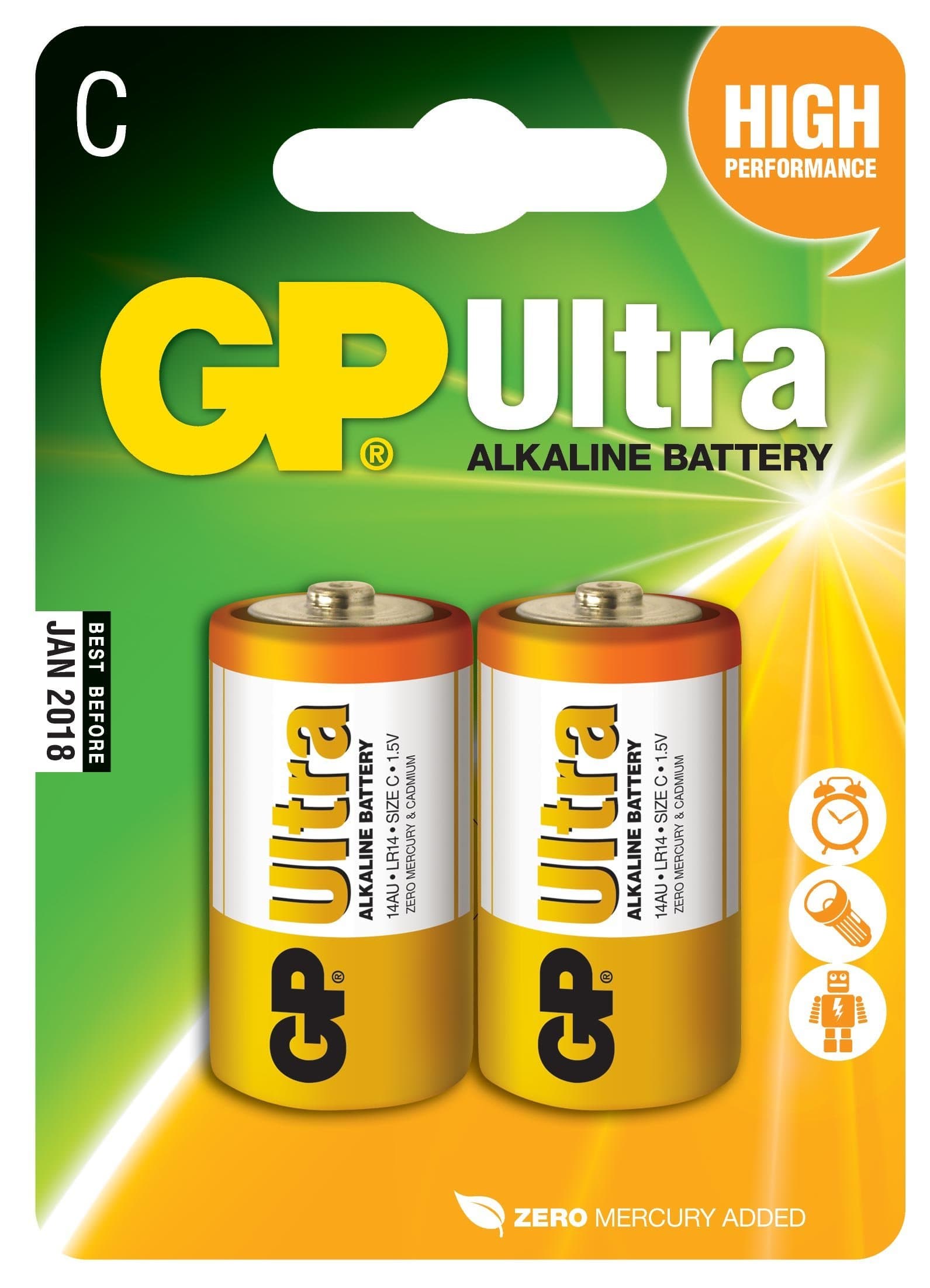 Алкална батерия GP ULTRA LR14 /2 бр. в опаковка/ 1.5V