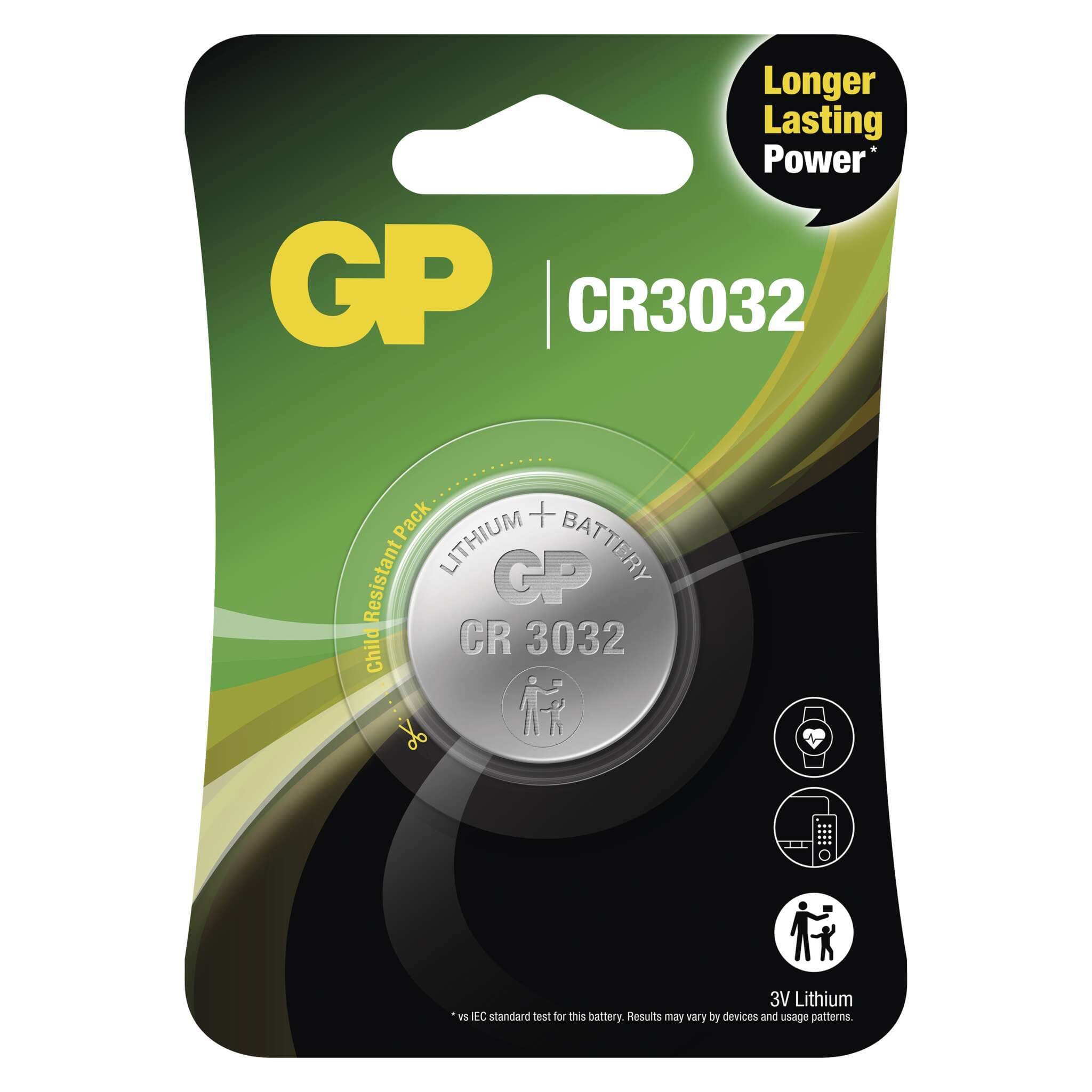 Литиева бутонна батерия GP CR-3032 3V 1 бр. в блистер /цена за 1 бр./