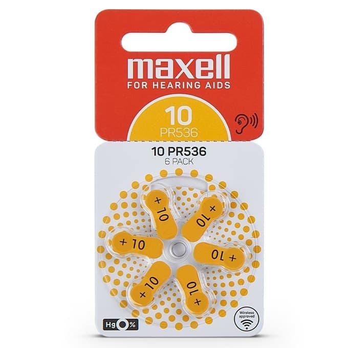 Батерия цинково въздушна MAXELL ZA10 6 бр. бутонни за слухов апарат в блистер