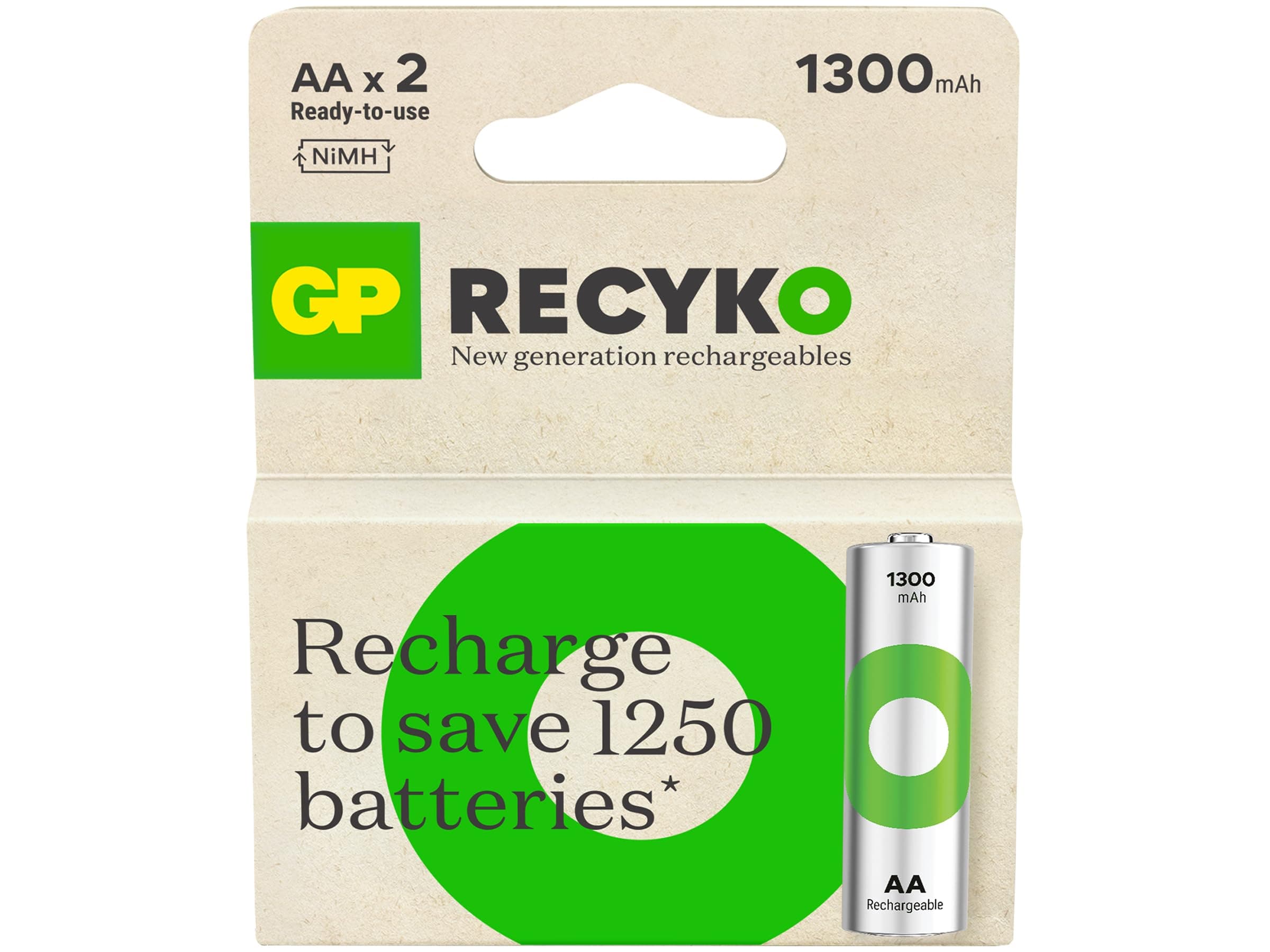 Акумулаторна Батерия R6 AA 130AAHC-EB2 1300mAh NiMH 2 бр. в опаковка GP