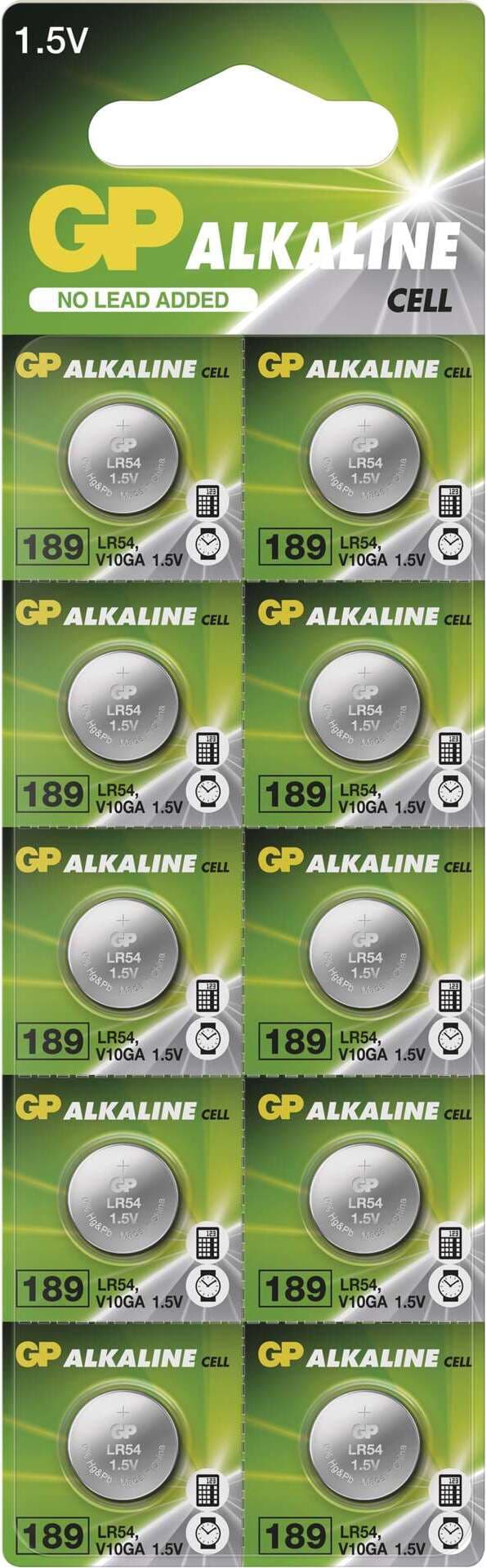 Бутонна алкална батерия GP189 LR-1130/ 10 бр./pack цена за 1 бр./ 1.55V GP