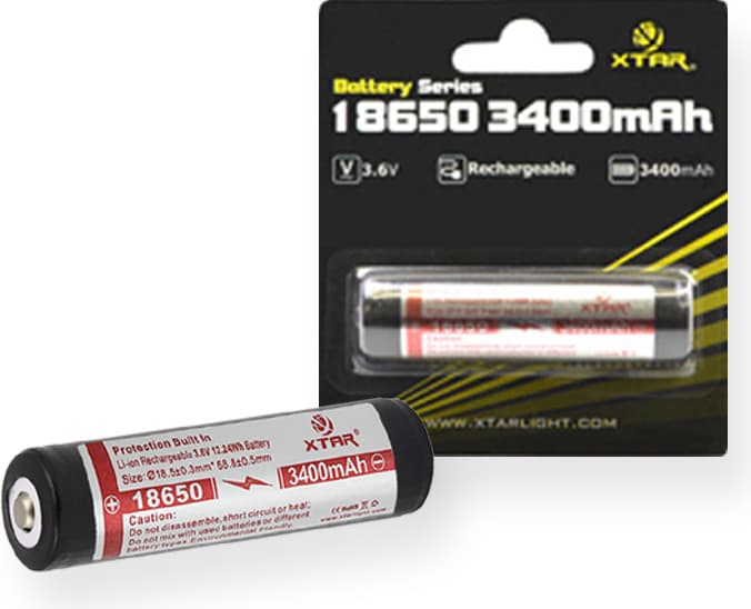 Акумулаторна батерия XTAR за фенери 18650 със защита, 3500mAh, Li-ion