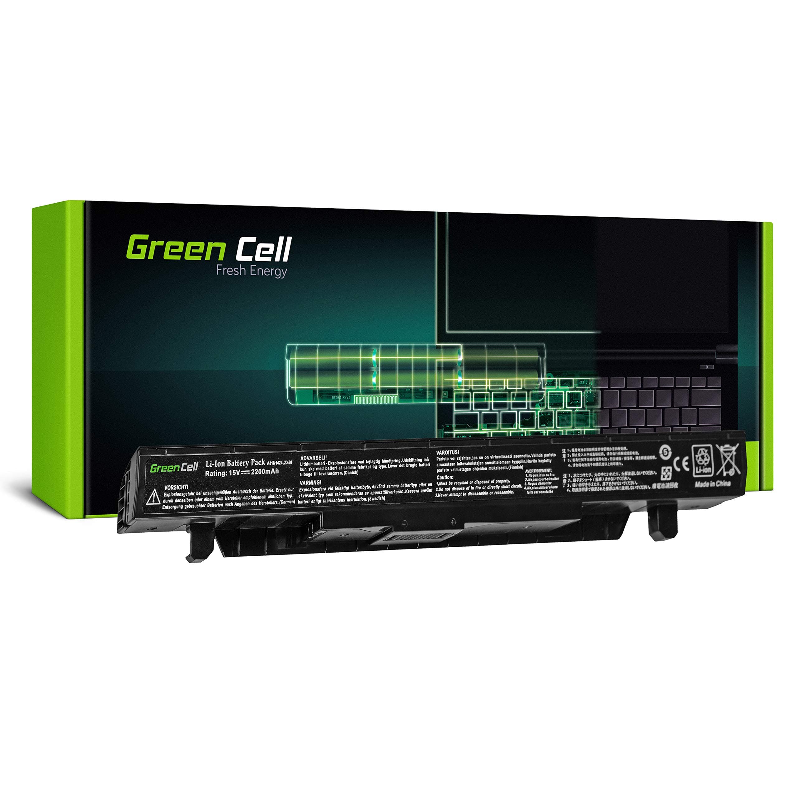 Батерия за лаптоп GREEN CELL A41N1424, за Asus GL552 GL552J GL552JX GL552V GL552VW GL552VX ZX50 ZX50J ZX50V, 2200mAh