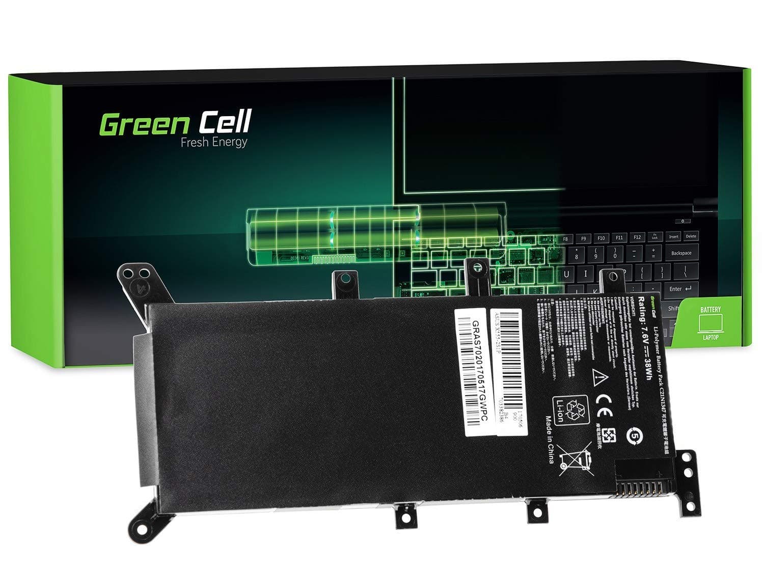 Батерия за лаптоп GREEN CELL, Asus A555 A555L F555 F555L F555LD K555 K555L K555LD R556 R556L R556LD R556LJ X555 X555L, 7.6V, 5000mAh
