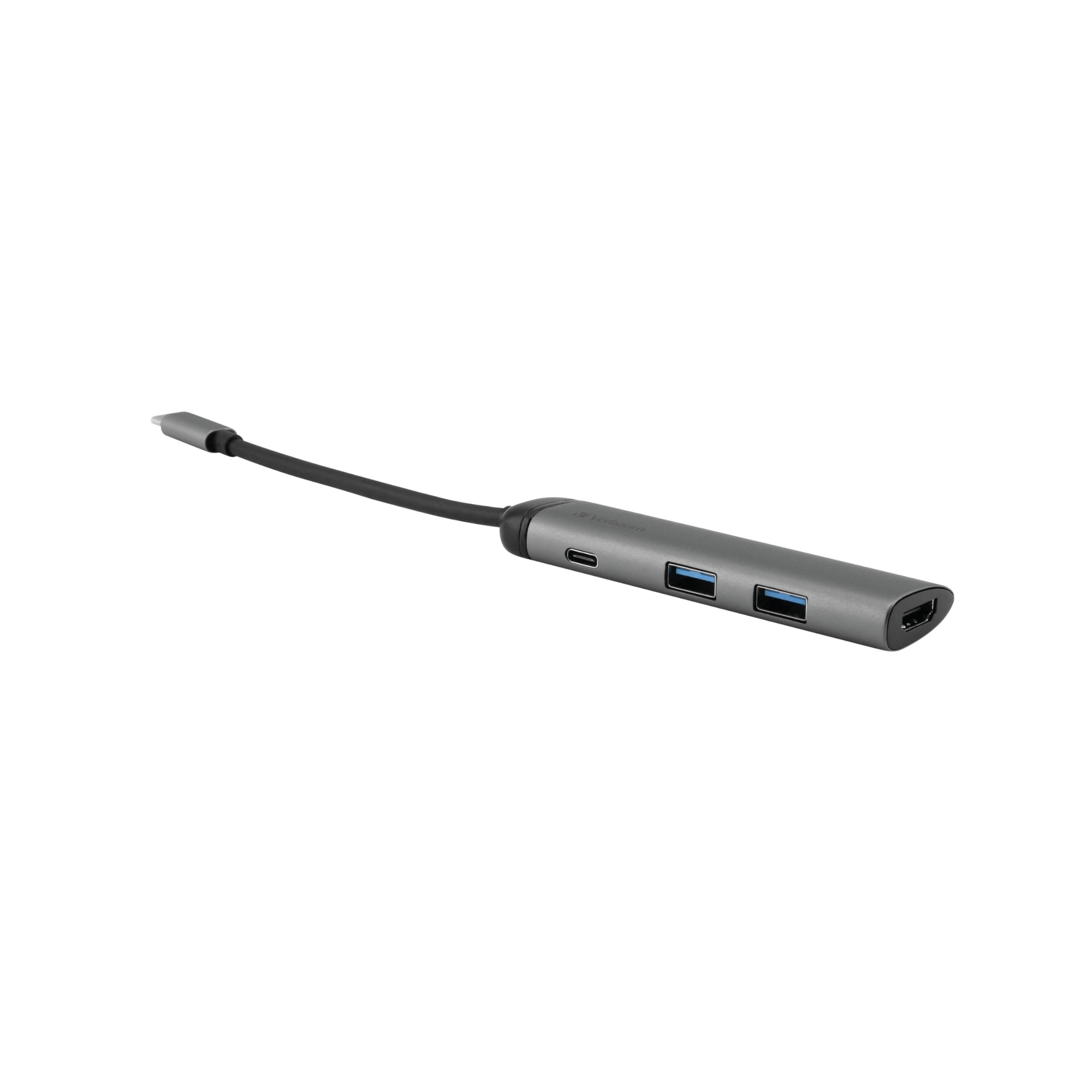 Докинг станция Verbatim Multiport Hub 49140, от USB Type-C към 2x USB-А, 1x USB-C порт за зареждане, HDMI порт, сива