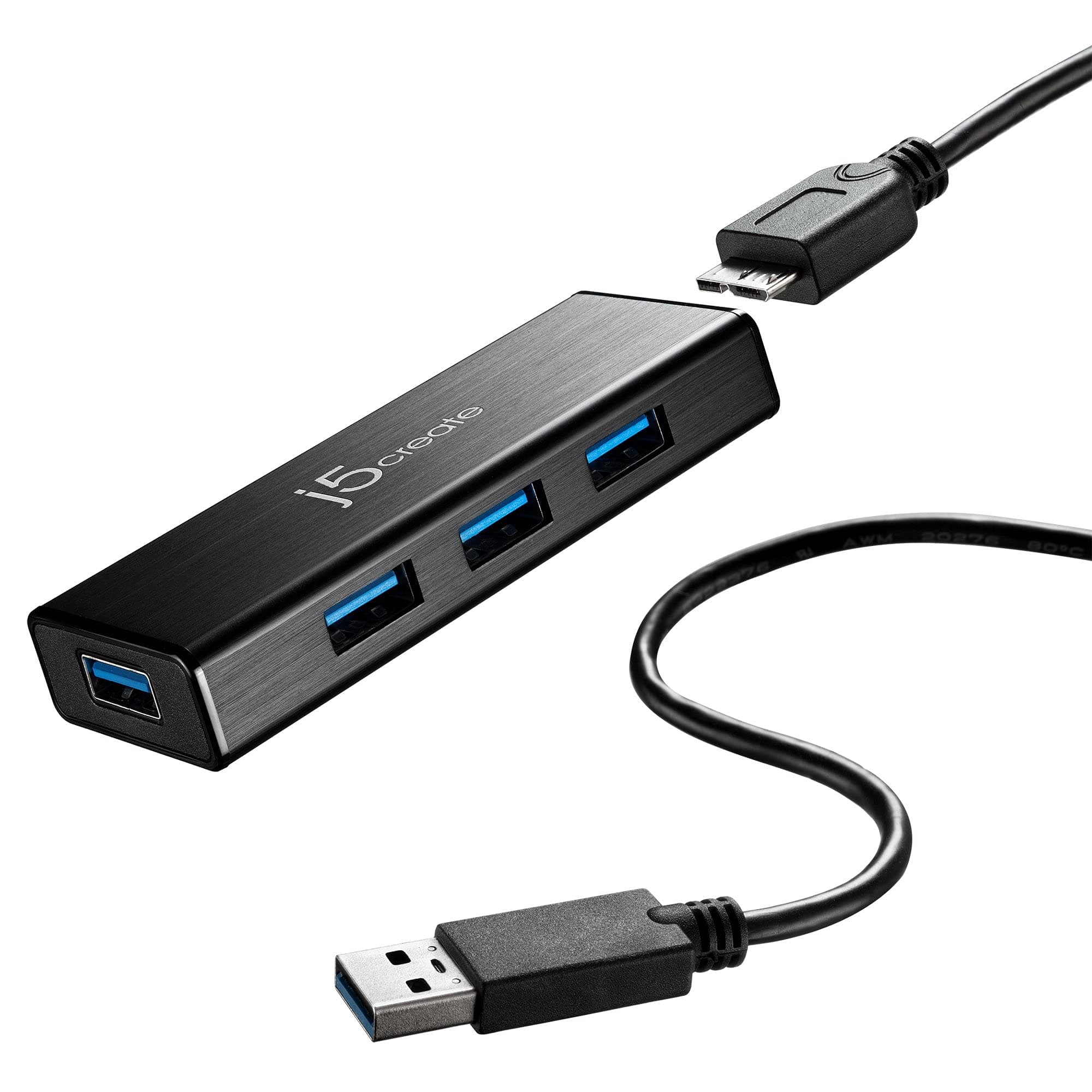 Хъб 4-портов J5 Create JUH340, USB 3.0, 1:4, Черен