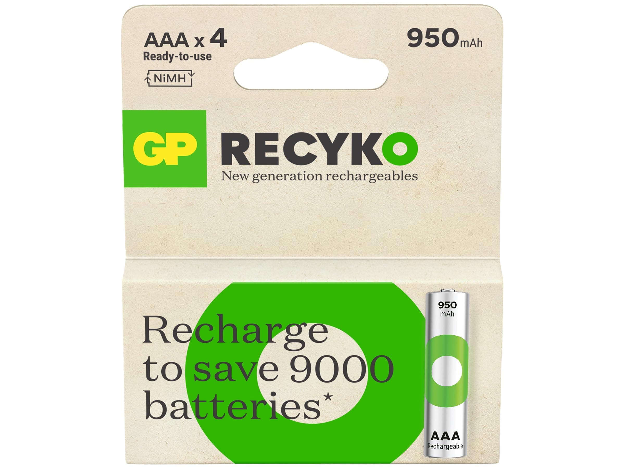 Акумулаторна Батерия GP R03 AAA 1000mAh NiMH 100AAAHCE-EB4 4 бр. в опаковка GP