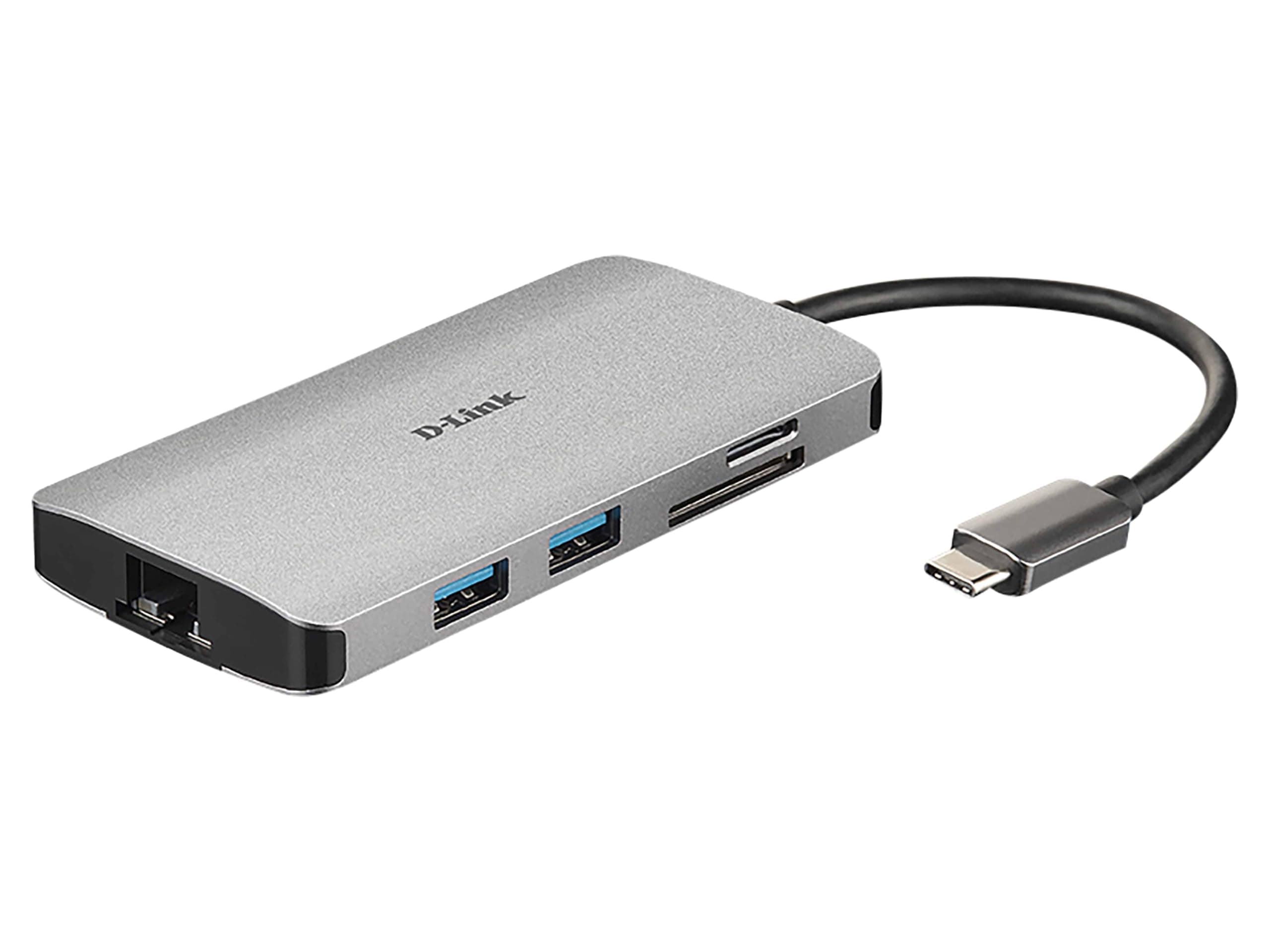 Докинг станция D-Link DUB-M810, 8 порта, 1x USB C към 1x Thunderbolt 3, 3x USB A, 1x HDMI, 1x RJ45, 1x SD/MicroSD четец, сива