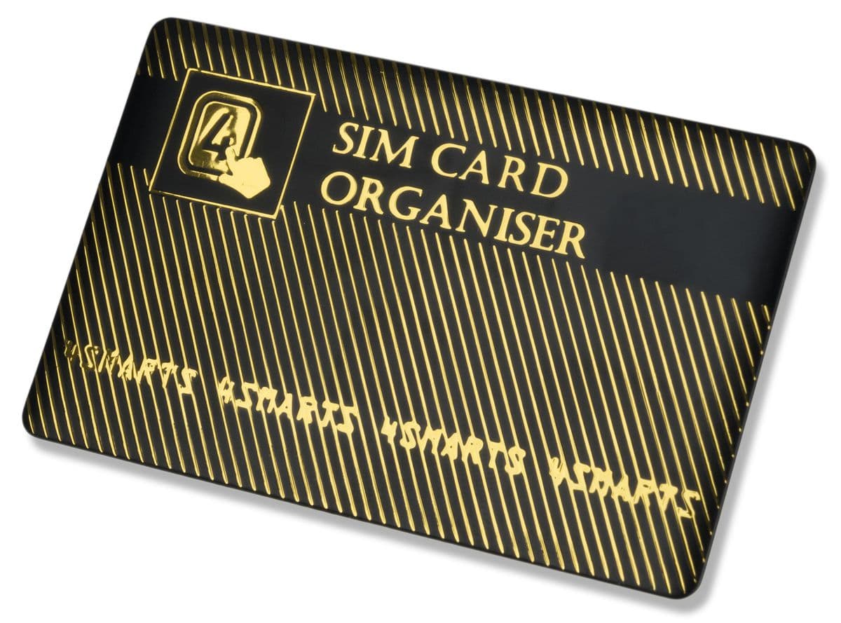 Комплект органайзер с адаптери за мобилни устройства с нано и микро сим - 4smarts SIM Card Organiser Set (черен-златист)