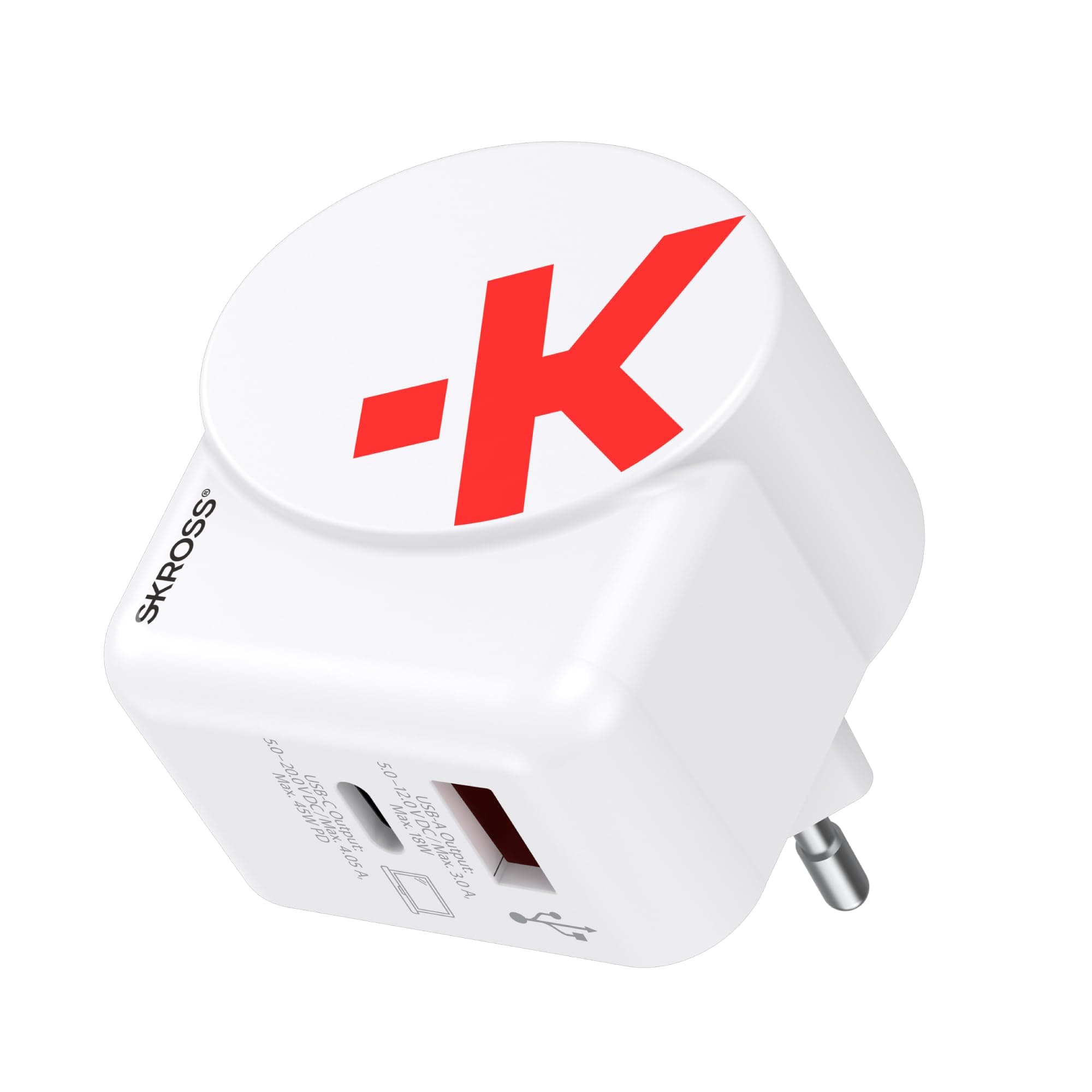 Адаптер-зарядно SKROSS Euro USB Charger AC65PD, USB-A, USB-C