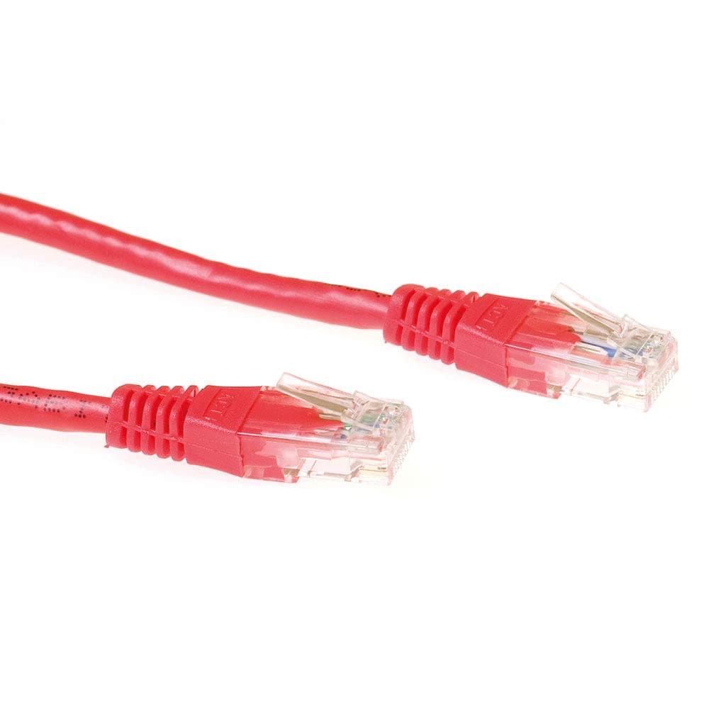 Мрежов пач кабел ACT U/UTP, CAT 6, RJ-45 - RJ-45, 0.5 m, Медни проводници, Червен, Булк опаковка