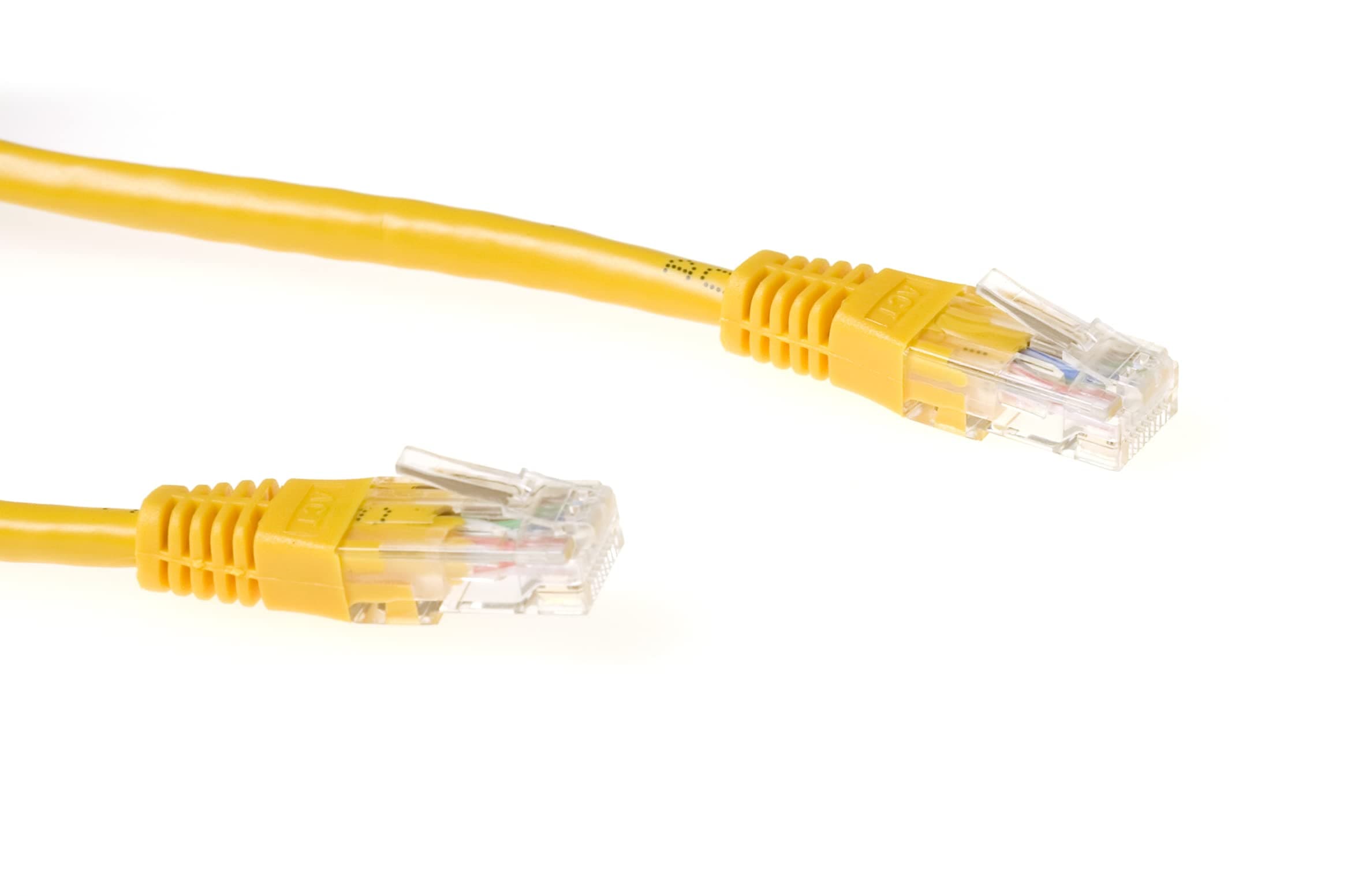Мрежов пач кабел ACT U/UTP, CAT 6, RJ-45 - RJ-45, 1 m, Медни проводници, Жълт, Булк опаковка