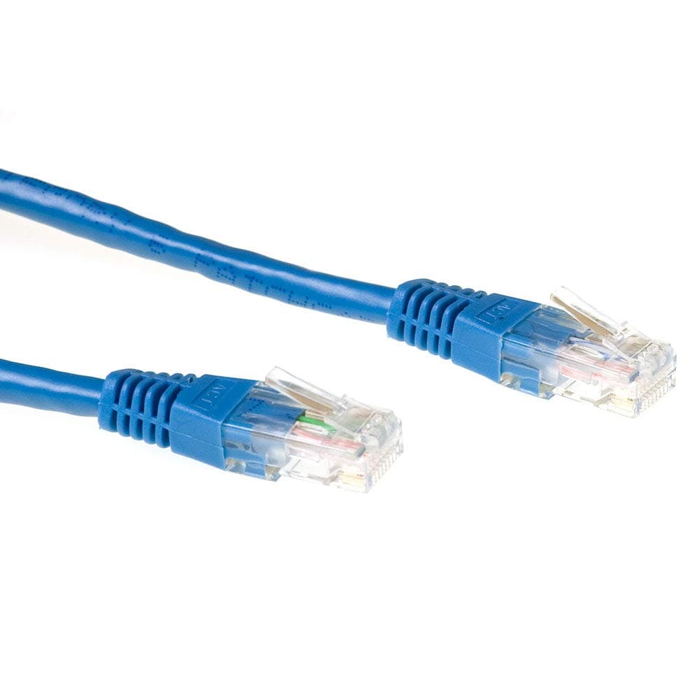 Мрежов пач кабел ACT U/UTP, CAT 6, RJ-45 - RJ-45, 1.5 m, Медни проводници, Син, Булк опаковка