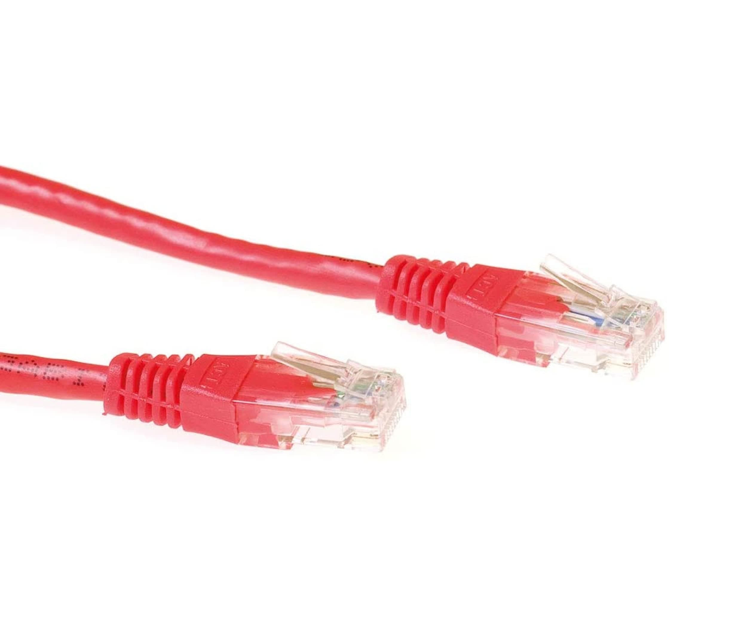 Мрежов пач кабел ACT U/UTP, CAT 6, RJ-45 - RJ-45, 2 m, Медни проводници, Червен, Булк опаковка
