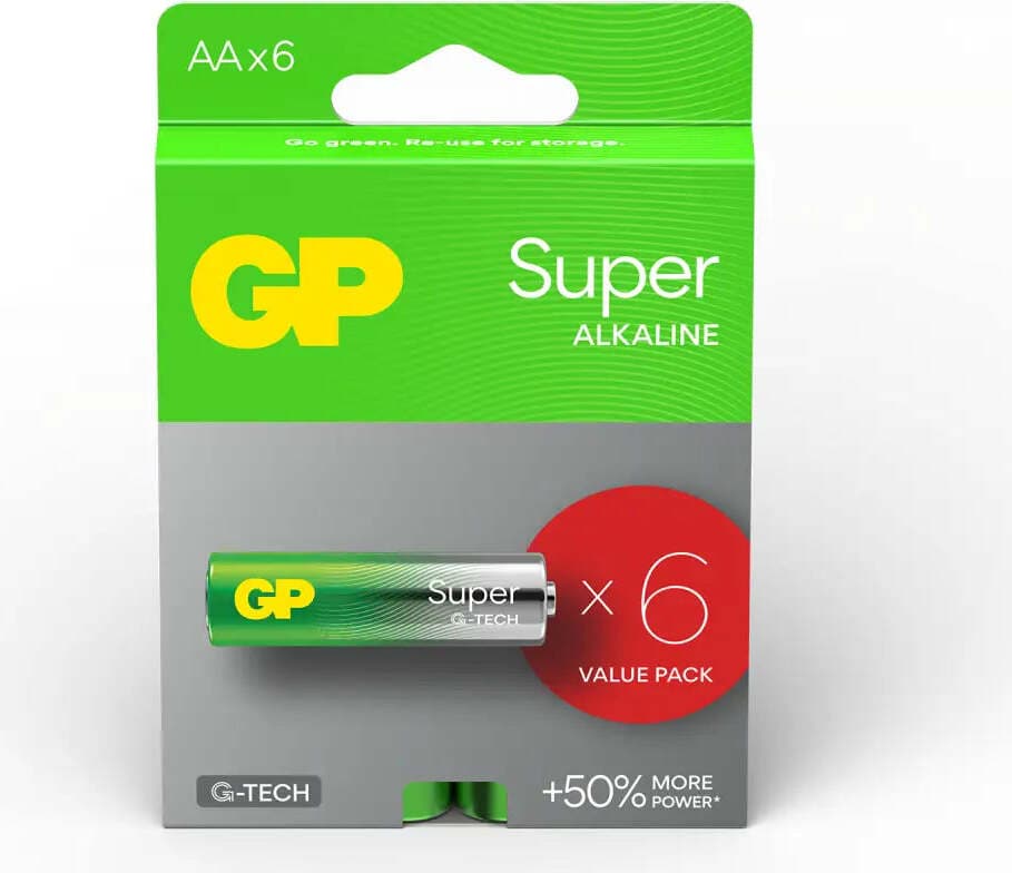 Алкална батерия GP SUPER LR6 AA / 4+2 бр. в опаковка 1.5V GP-BA-15A21-SBV6
