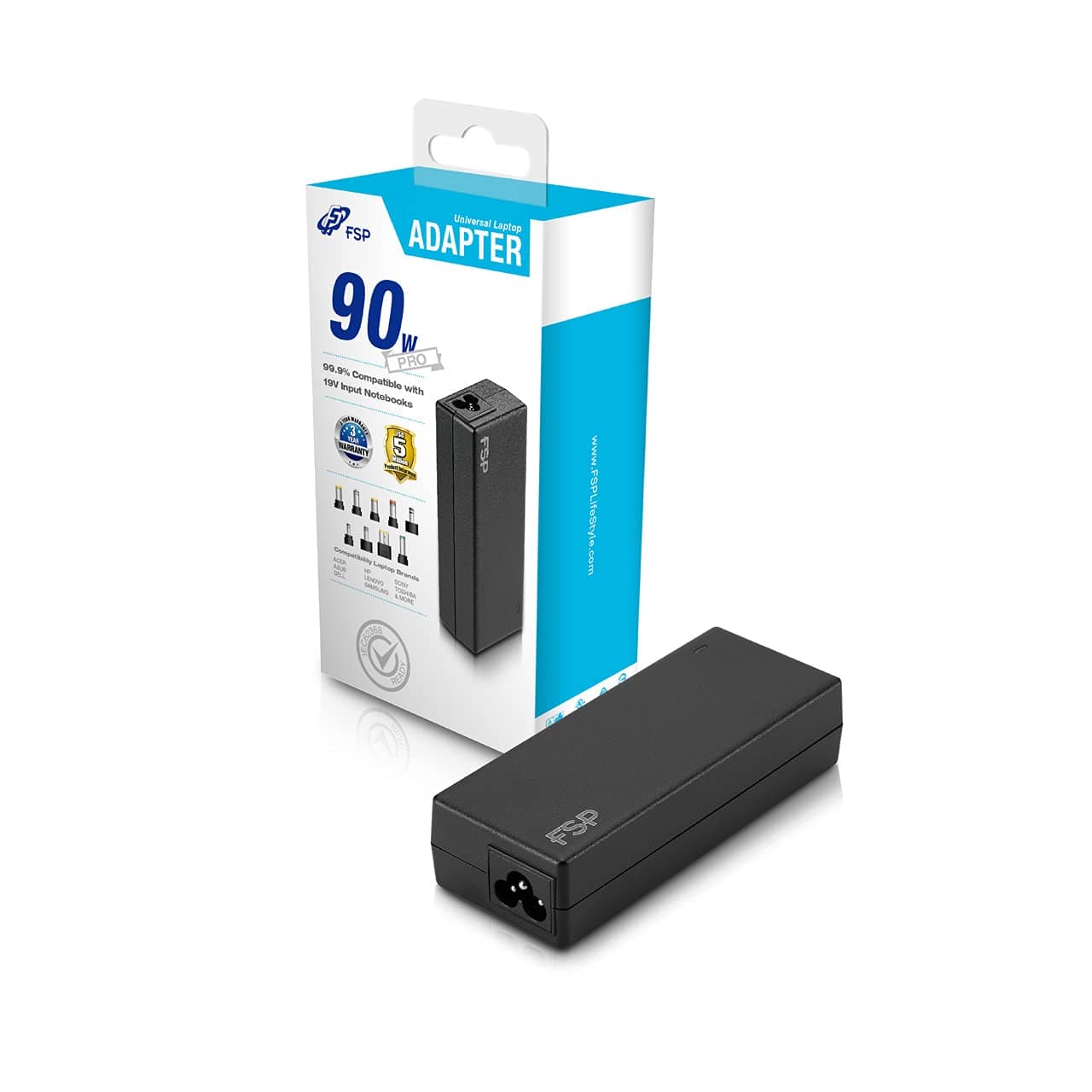 Универсално захранване(зарядно) за лаптоп FSP NB90, 90W, 18-20V, 4.74A, Черно