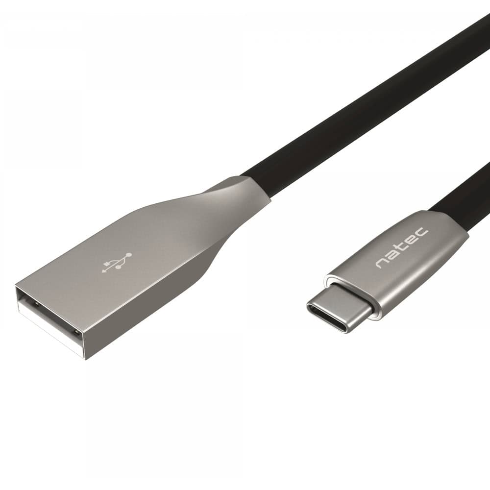 Natec USB-C(M) -> USB-A (M) 2.0 cable 1m. Black metal