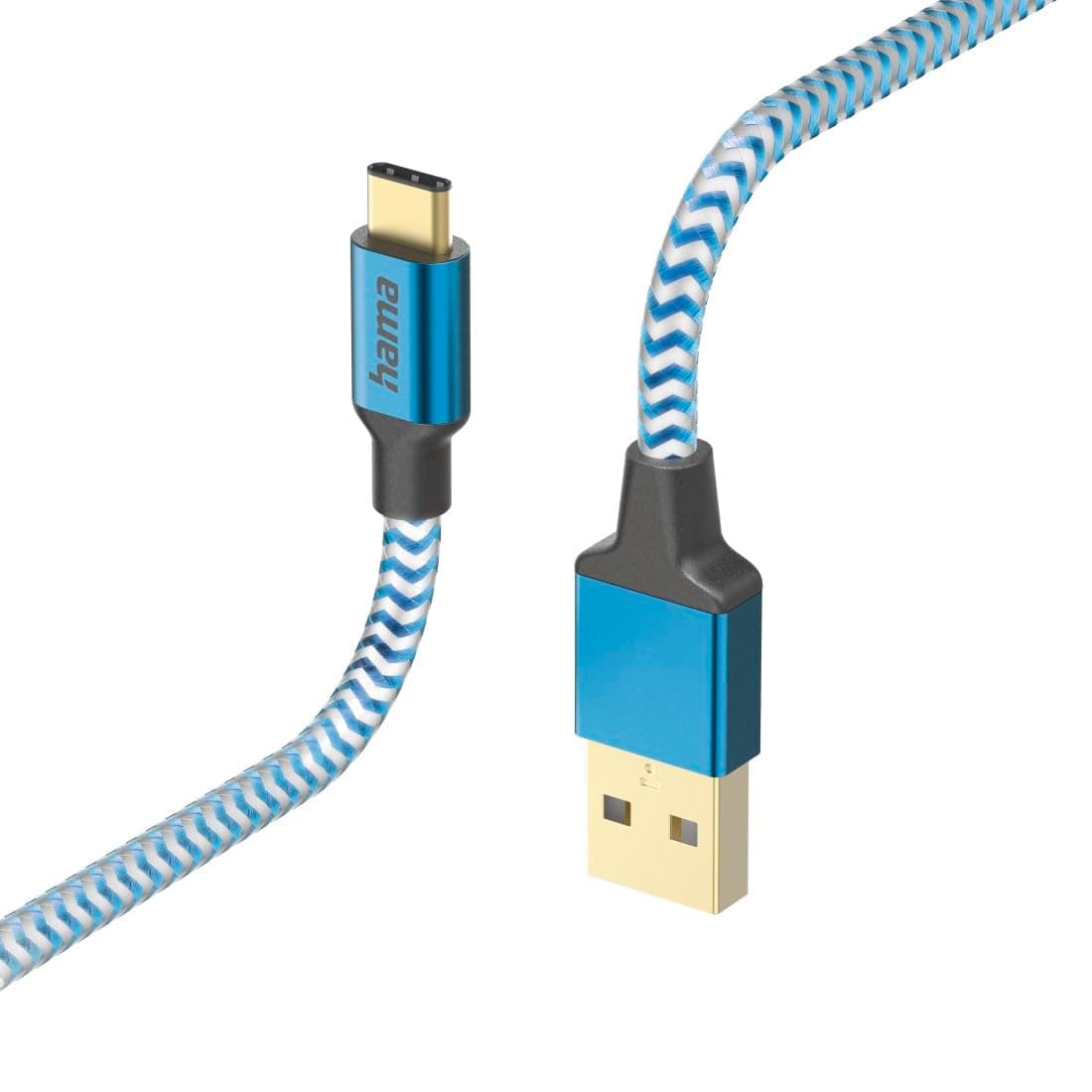Кабел HAMA Reflective, USB-C мъжко - USB-A мъжко, 1.5м, 201558