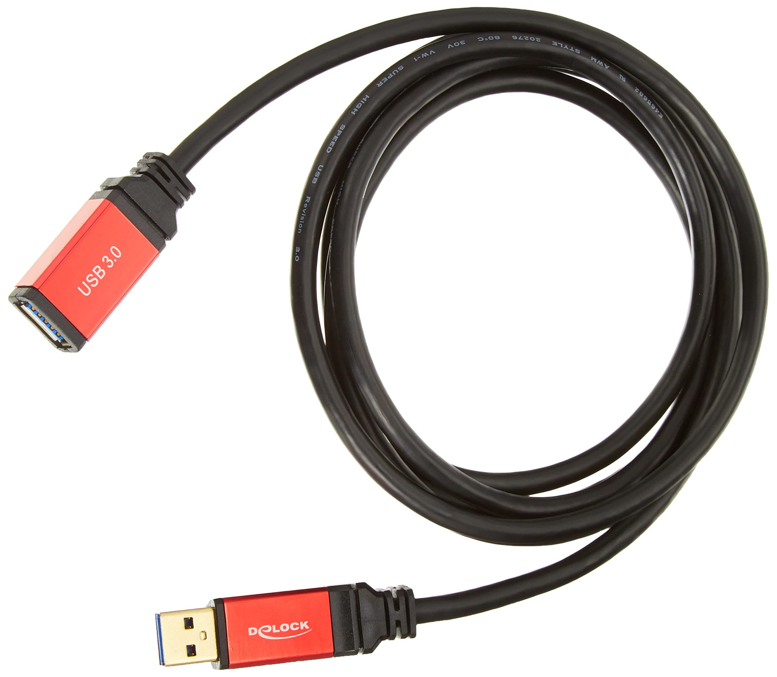 Удължителен кабел Delock USB-A мъжко - USB-А женско, 2 м, Premium, Екраниран, Черен
