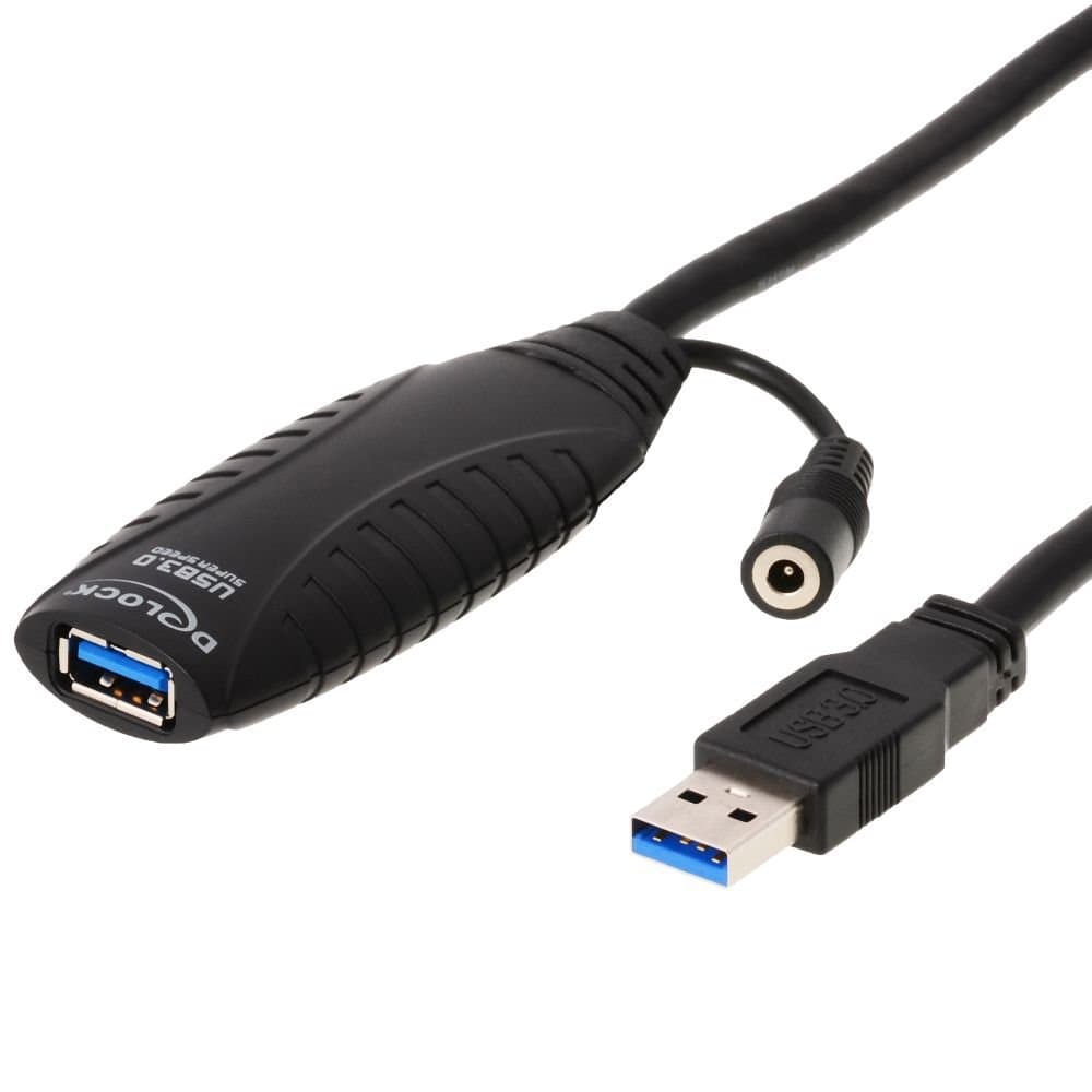 Удължителен кабел DeLock, Активен, USB-A мъжко - USB-A женско, USB 3.0, 10 м