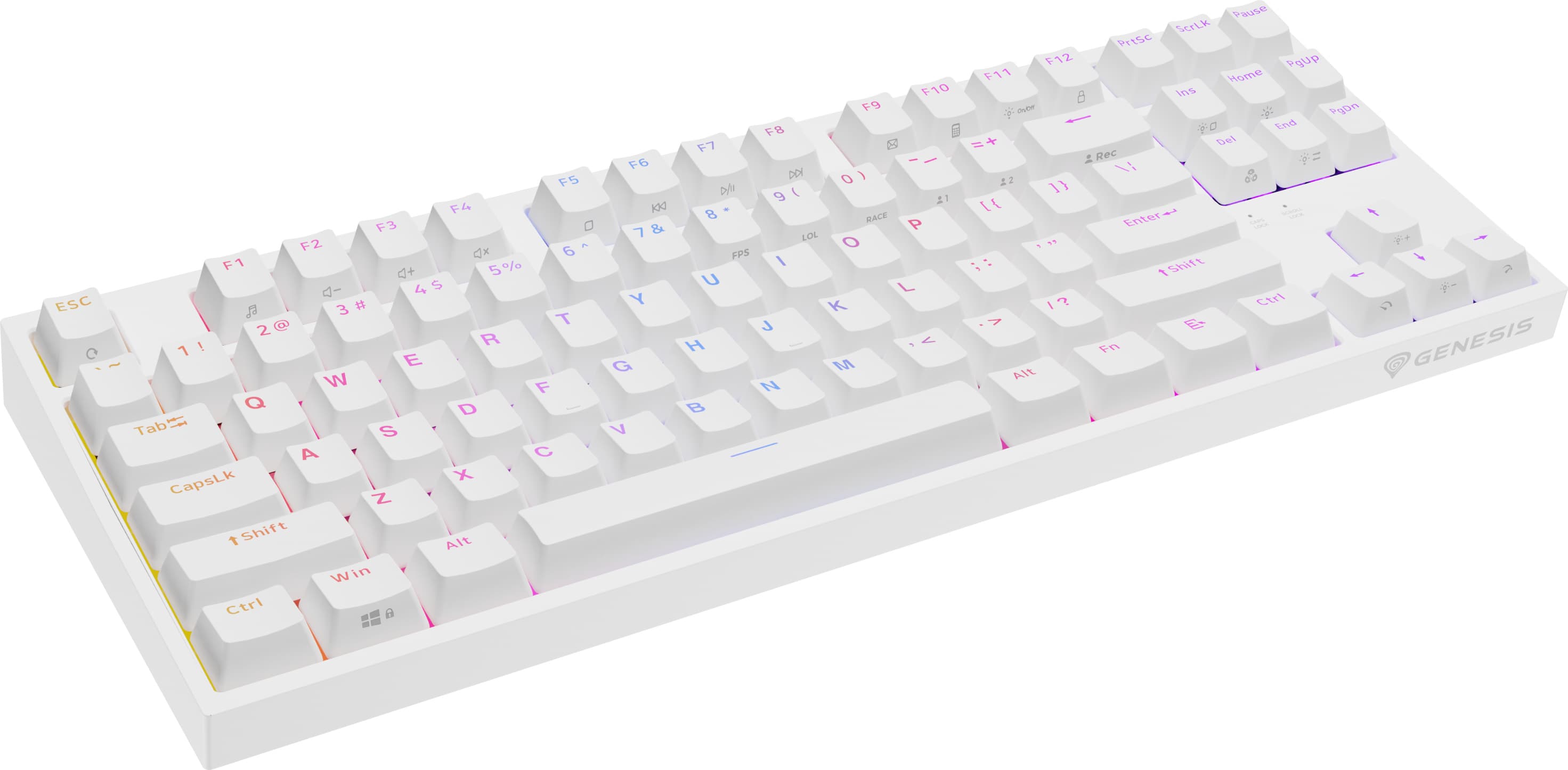 Genesis Gaming Keyboard Thor 404 TKL White RGB Backlight US Layout Brown Switch