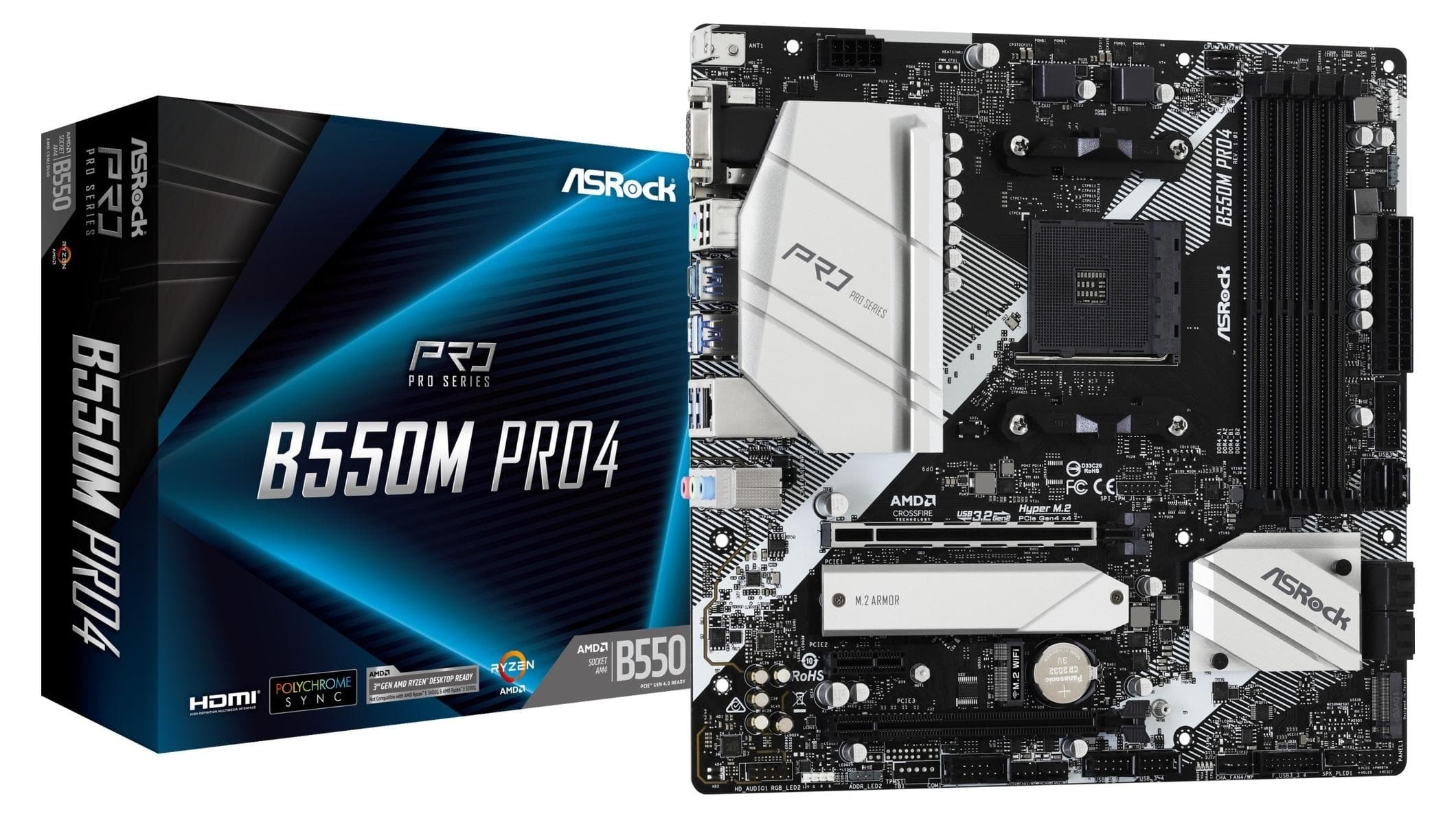 Дънна платка ASRock B550M Pro4, AM4