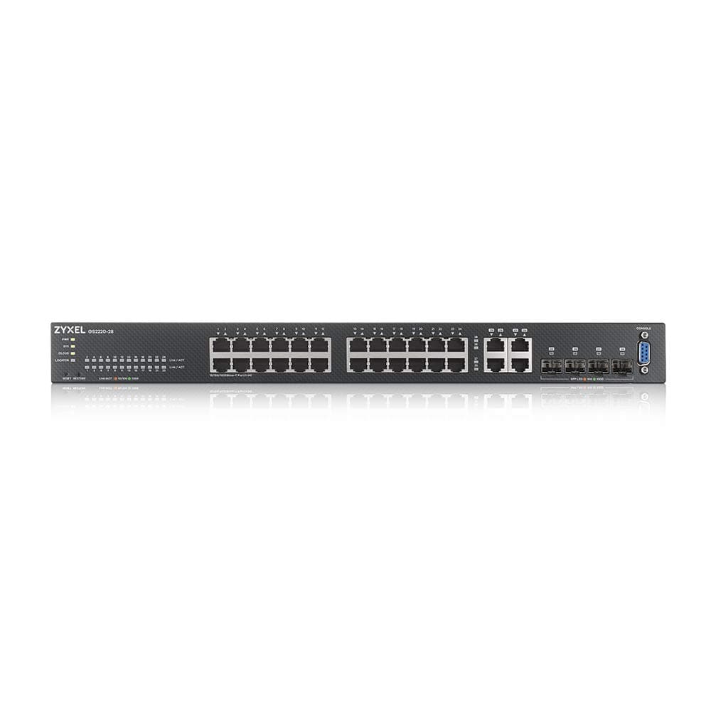 Суич ZyXEL GS-2220-28, 24 портов Layer2+, 24x Gigabit + 4x Gigabit combo (RJ45/SFP), управляем