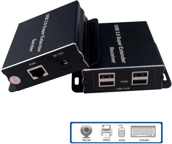 USB Extender (усилвател) ESTILLO ASKHU04-USB 1x4, усилва USB сигнал до 100 м по UTP кабел CAT5e/6