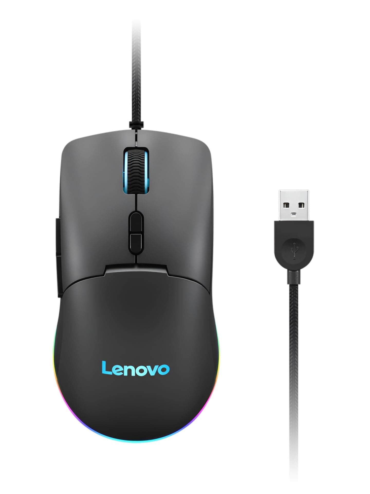 Мишка Lenovo М210 (GY51M74265), оптична (8000dpi), USB, черна, 7 програмируеми бутона, подсветка