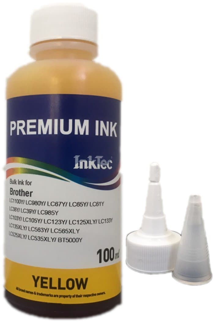 Бутилка с мастило INKTEC за Brother LC1100Bk/LC980Bk/LC67BK/C/M/Y, 100 ml, Жълт