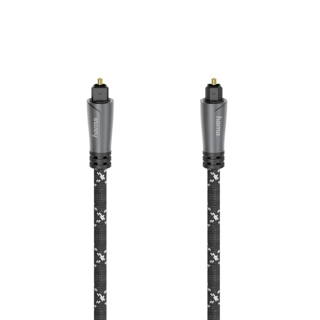 Оптичен аудио кабел HAMA ODT plug (Toslink), Метални накрайници, 1.5 м, Черен