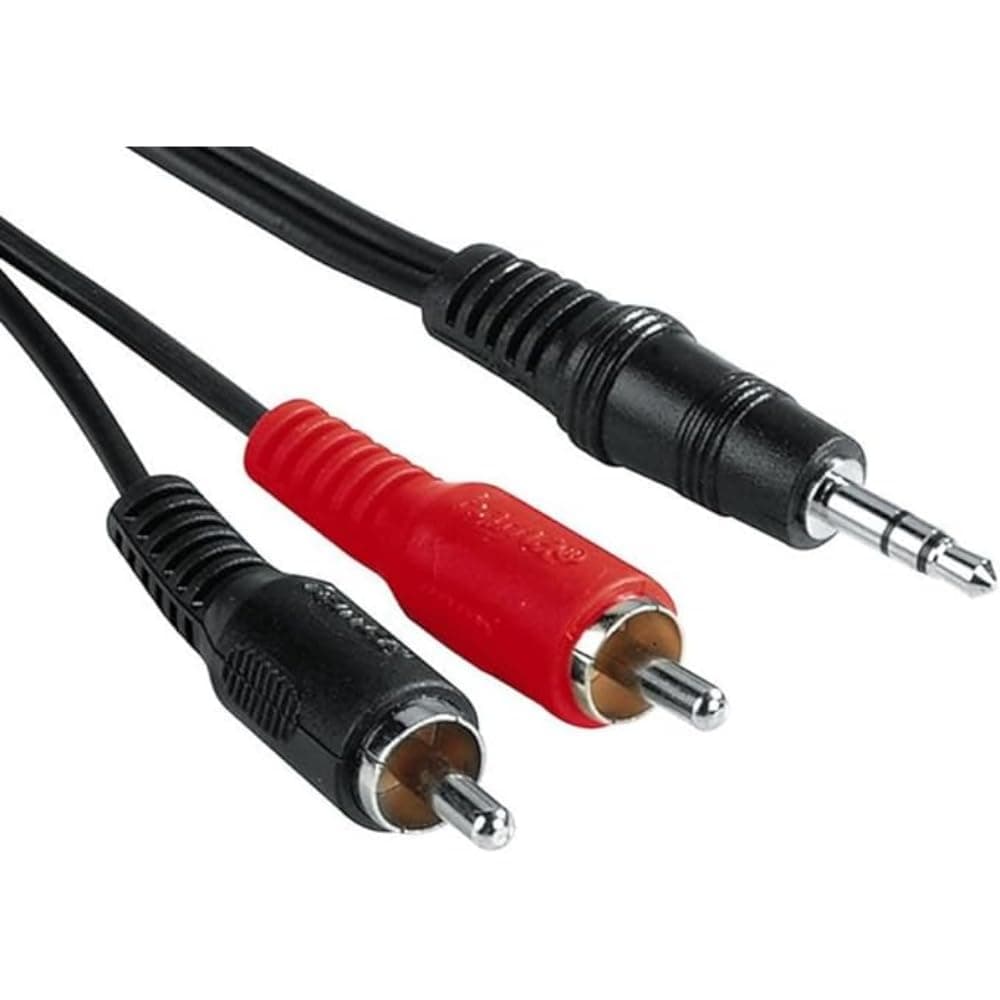 Аудио кабел HAMA, 3.5 mm жак мъжко - 2 x Чинч мъжко, 5м, Черен