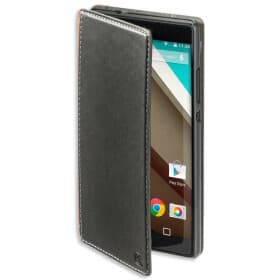 Кожен кейс с прозрачна задна част за Huawei P8 - 4smarts NOORD Book (черен)
